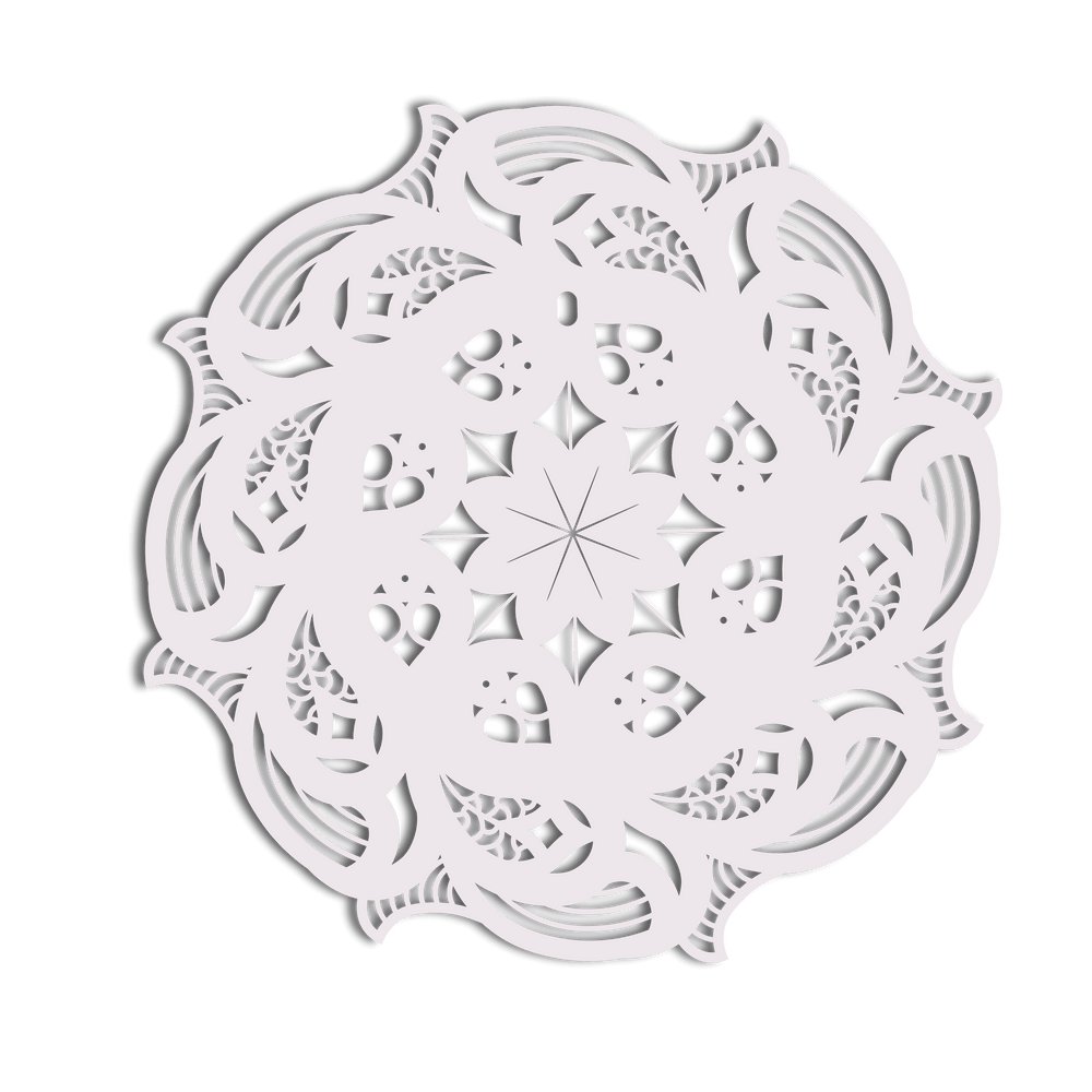 One cut layer of a layered wood mandala